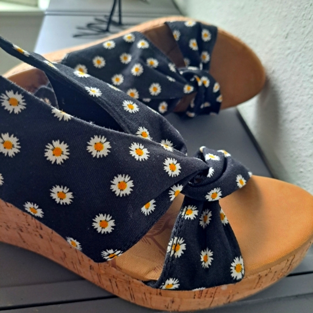 Daisy Peeptoe Cork Wedge Sandals
